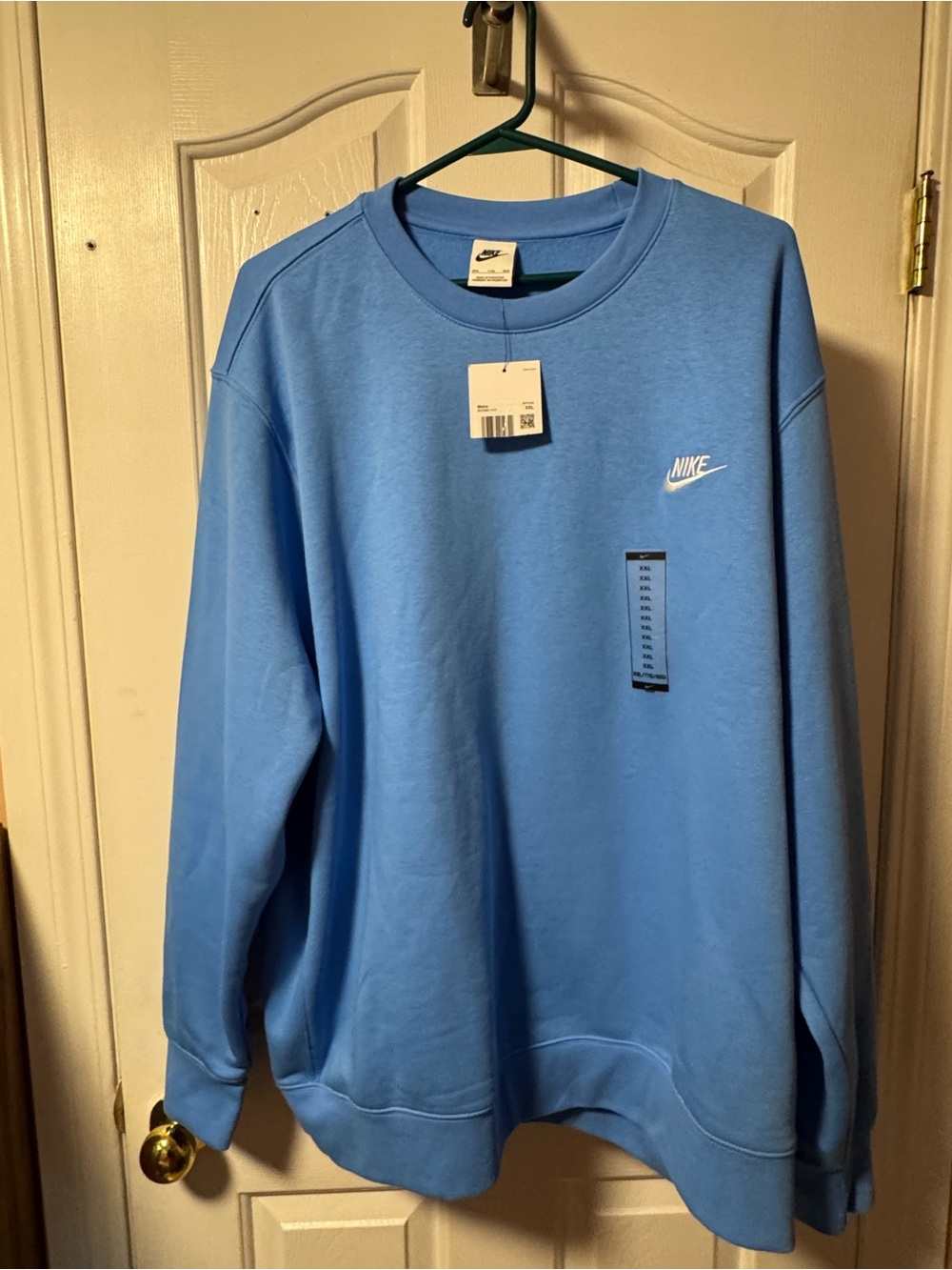 Nike Men's Sky Blue Crewneck Sweatshirt with White Swoosh